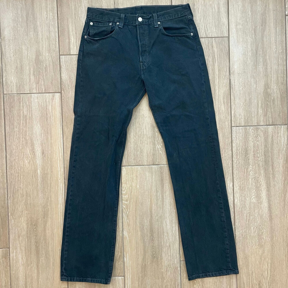 Levi's 501 Original Jeans Men's 32x34 Black Button Fly Straight Leg Denim